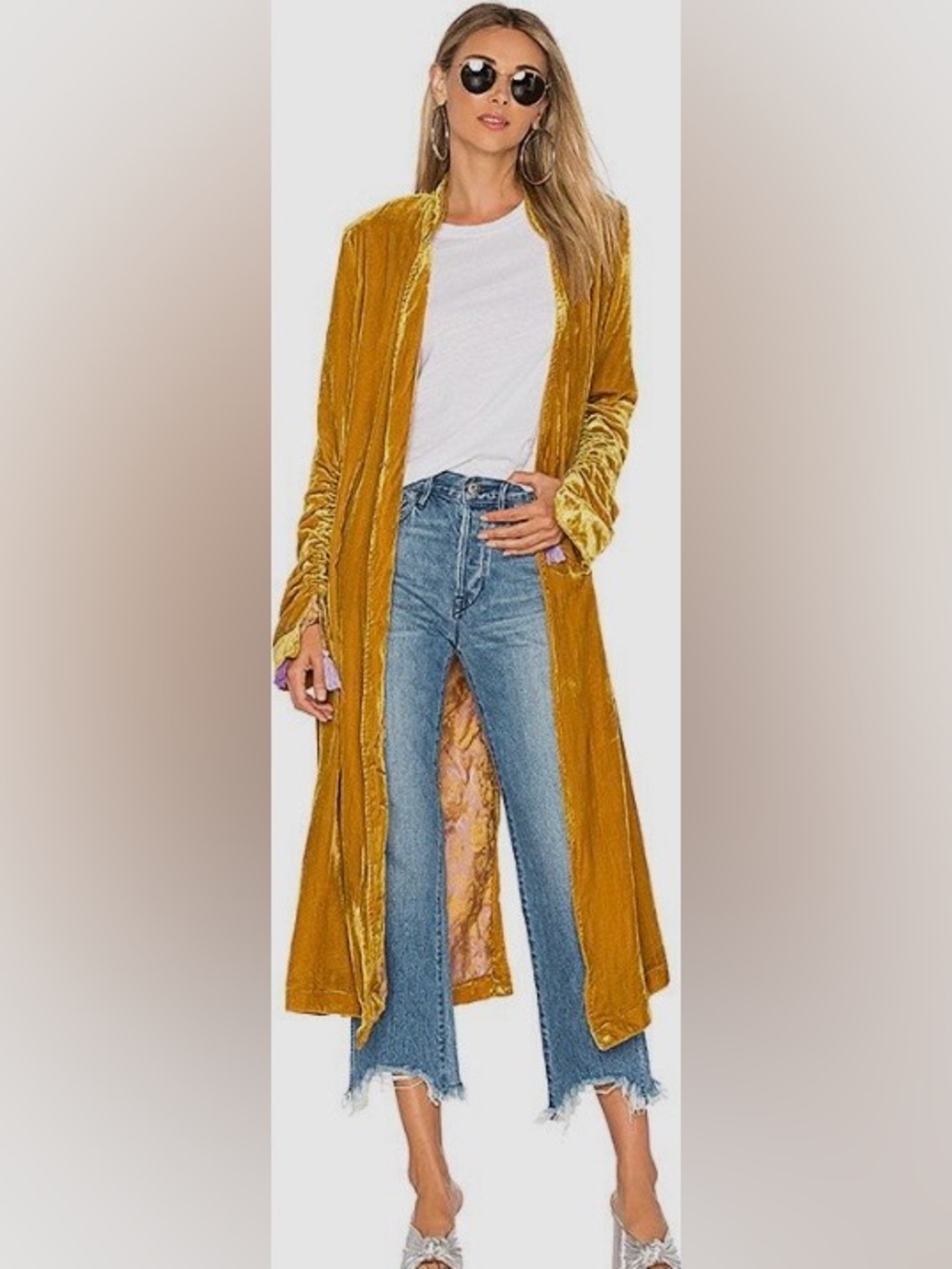 Free People Velvet Jacket in Mustard Gold